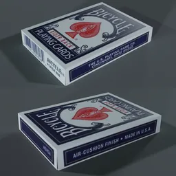 Realistic 3D render of an empty playing card box, designed in Blender, showing intricate detailing and textures.