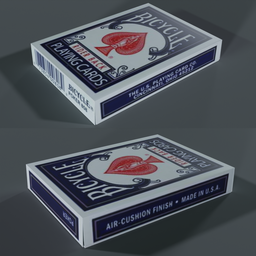 "Empty Bicycle Rider Back Playing Cards Box 3D model for Blender 3D. Realistic smoke effect, accompanied by sparse floating particles. Left-aligned content with a clear image, perfect for transportation design renders."