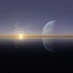 Sci-fi Planet Sunset Pure Sky