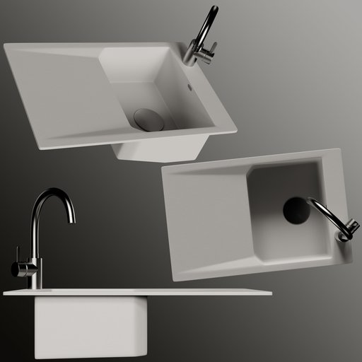 Kitchen sink with faucet FREE Kitchen Sinks models BlenderKit