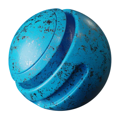 Blue painted damaged metal