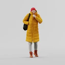 Walking guy in yellow jacket