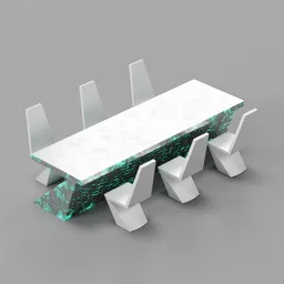 Futuristic Marble Conference Table Set