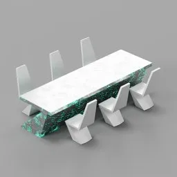 Futuristic Marble Conference Table Set