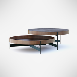 "Wood and Steel Coffee Table 3D Model for Blender 3D - Poá" - This 3D model of a coffee table is perfect for Blender 3D enthusiasts. Made of wood and steel, it features a circle iris structure with detailed bronze finishes. Get your hands on this sweeping arches and beveled edges masterpiece, designed by Pierre Pellegrini and Ash Thorp.