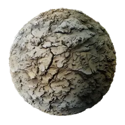 Realistic PBR Blender material of dry, cracked mud with detailed displacement for 3D modeling and rendering.