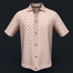 Aster Flower Knit Button Down Shirt