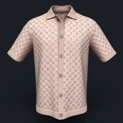 Aster Flower Knit Button Down Shirt
