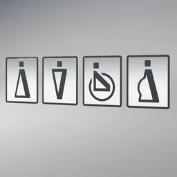 Detailed gender and accessibility symbols 3D model designed for Blender artists.