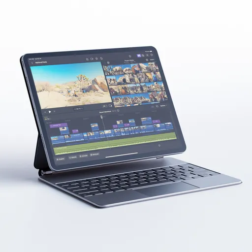 Highly detailed Blender 3D model of a modern tablet with keyboard, showcasing advanced processing power and design innovation.