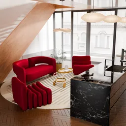 Modern Living and Kitchen Interior