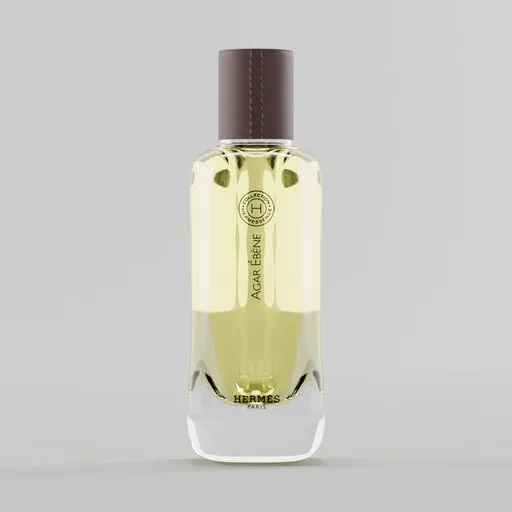 Detailed 3D model of a perfume bottle, optimized for Blender, showcasing photorealistic texturing and lighting.