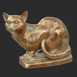 Sitting cat bronze statue