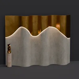 Wavy Gold & Concrete Wall Panel