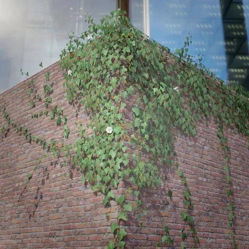 Detailed 3D ivy creeper model for mystical, garden, and ruin scenes, compatible with Blender, perfect for game assets.