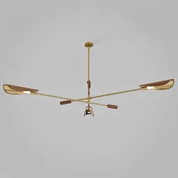Brass and leather ceiling light