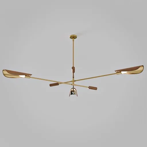 Brass and leather ceiling light