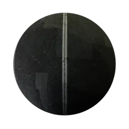 PBR asphalt texture for 3D rendering, titled Road 1, showcasing simple road surface with markings.