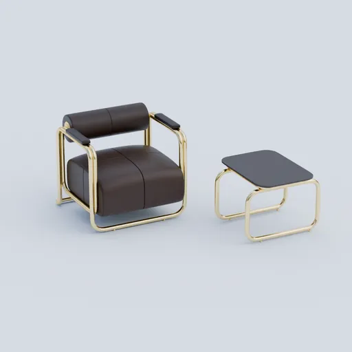 Leather Gold Armchair