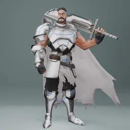 Warrior Stylized White - Rigged - Lowpoly