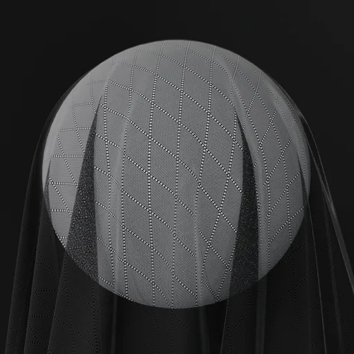 Detailed PBR lace fishnet fabric texture for 3D modeling and rendering in Blender and other applications.