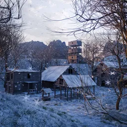 Snow Village in Nature Animated