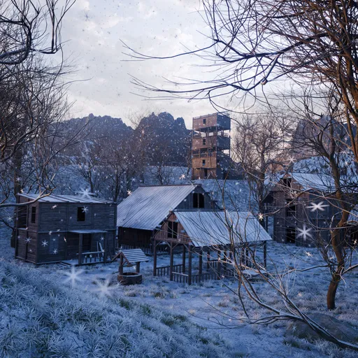 Snow Village in Nature Animated