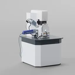 Detailed 3D Blender model of an electron microscope with high-resolution 8K textures, ideal for medical research visualization.
