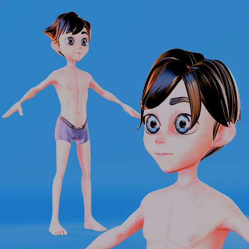 Stylized Cartoon Tween Boy Character - Rigged (Rigify)