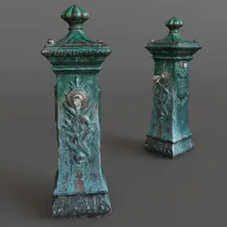 Detailed 3D model of a Parisian style street fountain suitable for Blender rendering.