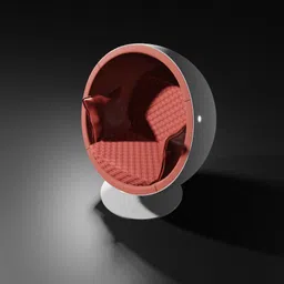 Modern spherical 3D model chair with cushion for Blender rendering.