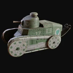 1920s Wooden Toy FT-17 Tank
