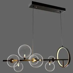 Detailed 3D Blender model of a modern pendant light with transparent shades and integrated LED.