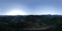 Green field at sunset