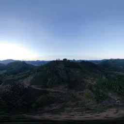 Green field at sunset