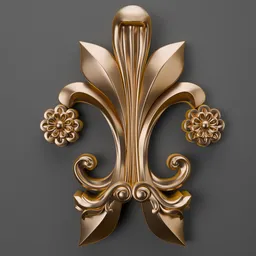 High-quality 3D ornamental fleur-de-lis model enhancing classic design projects, ideal for Blender detailing.