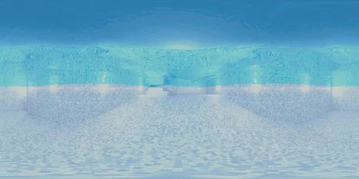 Underwater view HDR for 3D scene lighting with clear blue water and tiled pool floor.