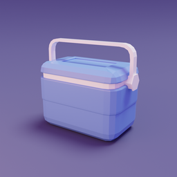 Optimized low-poly 3D cooler model perfect for game environments, simple geometry with vibrant hues available for Blender.