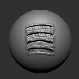 3D sculpting brush for Blender, creating detailed alien gills textures on 3D models.