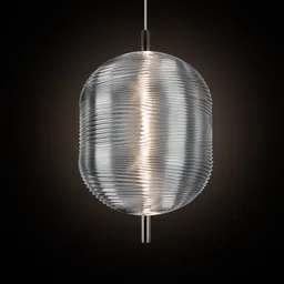 Realistic Blender 3D render of a textured glass pendant light, ideal for modern interior visualization.