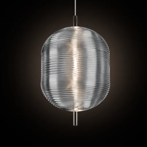 Realistic Blender 3D render of a textured glass pendant light, ideal for modern interior visualization.