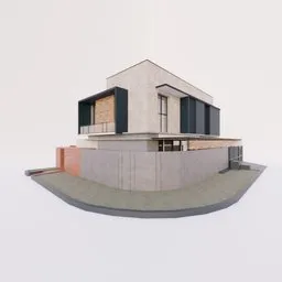 Detailed Blender 3D model of a modern architectural house with accurate proportions based on design blueprints.