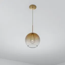 "Golden Pendant Glass Lamp with Light for Ceiling - Mid-century Modern Furniture Design by Meredith Garniss in Neo-classical Style and Subtle Detailing - Blender 3D Model."