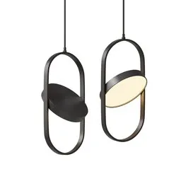Detailed 3D model of modern black pendant lights for Blender, with warm illumination.