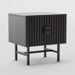 Refined Bazalt collection 3D side table with grooved wood design, customizable colors, modern Blender 3D furniture model.