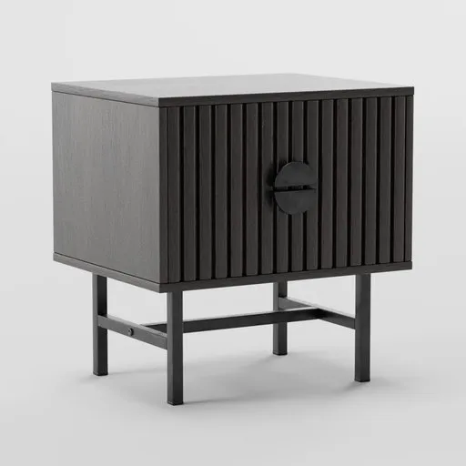 Refined Bazalt collection 3D side table with grooved wood design, customizable colors, modern Blender 3D furniture model.