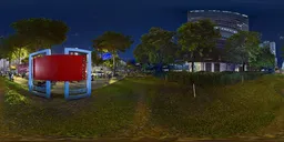 Grass beside the sidewalk at night