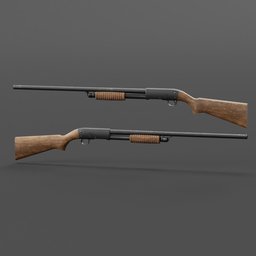 "Get a realistic historical military experience with this photorealistic single barrel shotgun 3D model for Blender 3D. With wooden and black handles, this game object is perfect for any 3D game or project. Created in Blender 3D with accurate reference images, it's a great addition to any catalog or app."