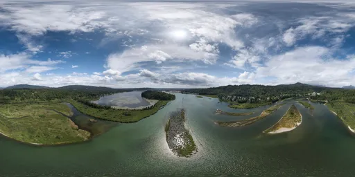 Aerial Green River Landscape Day