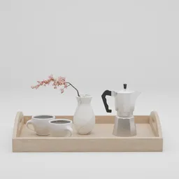Coffee Set on Wooden Tray
